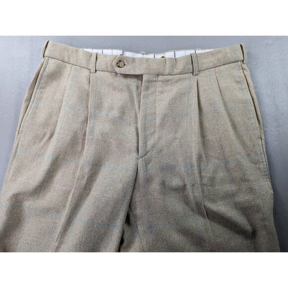 GANT Brown Mens Trouser‎ Size 36x34  Straight Silk Blend Blue Pink Window Pane - Picture 5 of 11